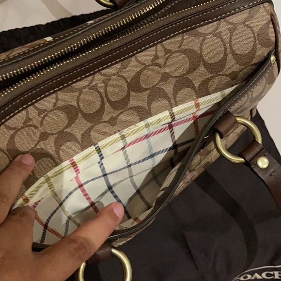 Coach Large Double Zip Satchel - Brown PVC - Picture 9 of 11